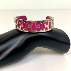 H Letter Bangle Bracelet Silver and Pink